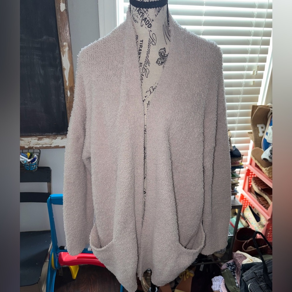 Barefoot Dreams CozyChic Relaxed Open Front Cardigan cream